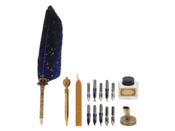 Jogo De Caneta Estilográfica, Caneta Estilográfica Retrô Suave Exquisita, Kit De Caligrafia Com Múltiplas Pontas De Reposição, Cor Azul