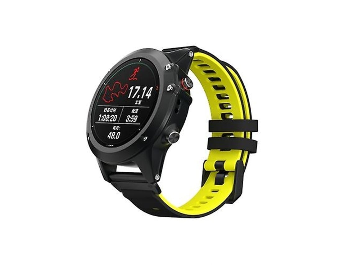 Pulseira De Relógio Lurelia Para Garmin Fenix 6 Em Silicone Bicolor Preta E Amarela