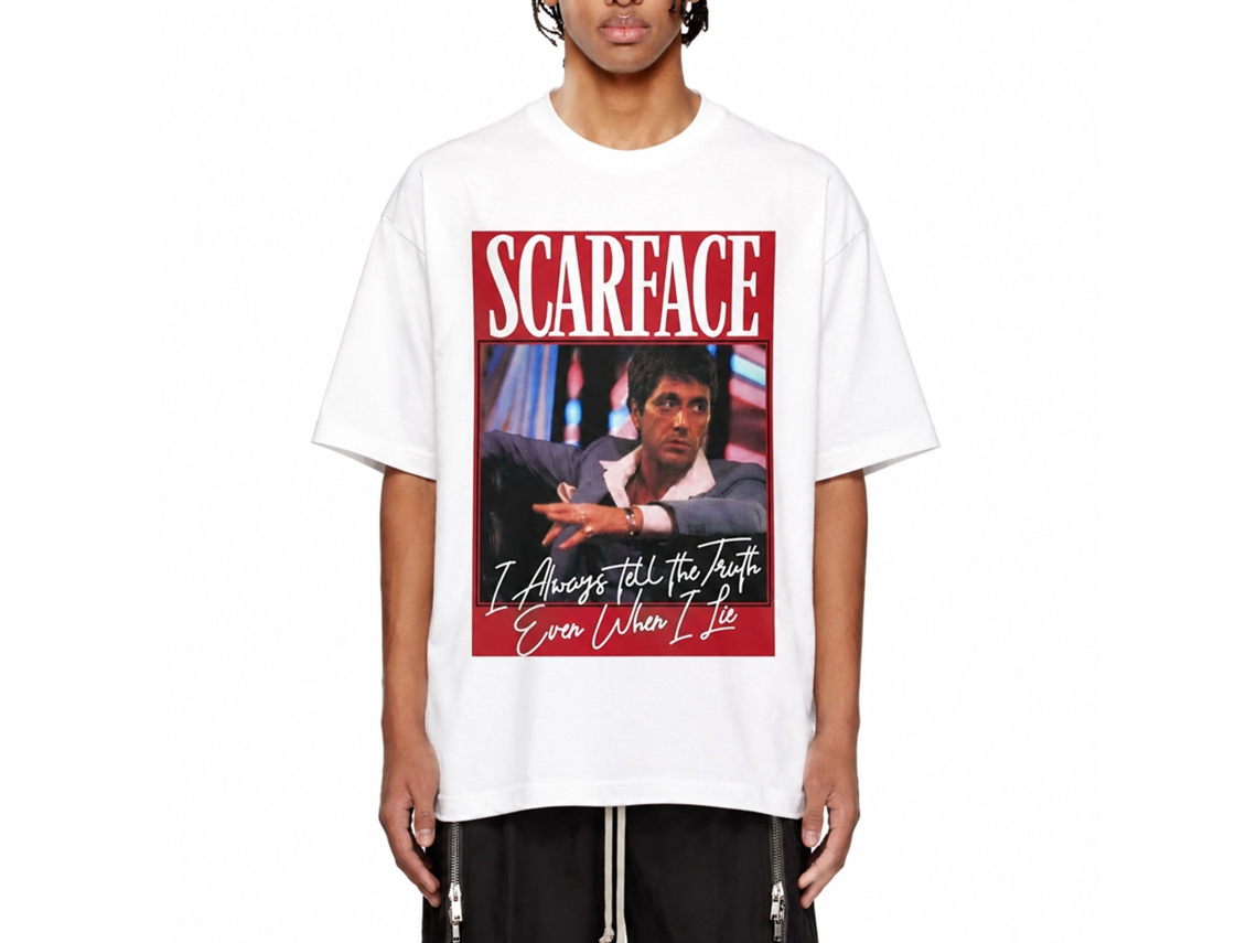 Rockinstone Scarface Movie Even When I Lie White Adult Shirt Size:m