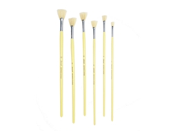 Conjunto De Pincéis Para Pintura A Óleo (amarelos), 6 Pincéis/conjunto, Cerdas Em Formato De Leque, Adequados Para Tintas Guache E Acrílicas.