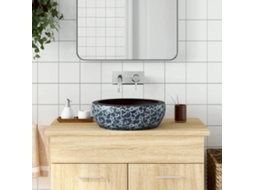 Vidaxl Lavatório De Bancada Redondo Φ41x14 Cm Cerâmica Preto E Azul