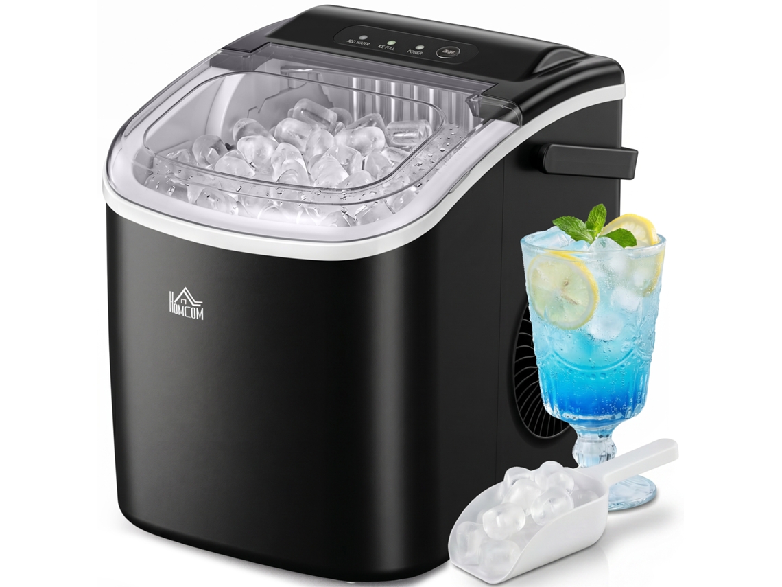 Máquina de Fazer Gelo 12 Kg em 24 Horas 9 Cubos em 6 12 Minutos Tanque de Água 1,3 L 22,2x29,4x29 Cm Preto Ge
