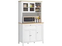 Armário de Cozinha 5 Portas Prateleiras Gaveta Bancada Micro-ondas 100x40x180cm Branco MARCA