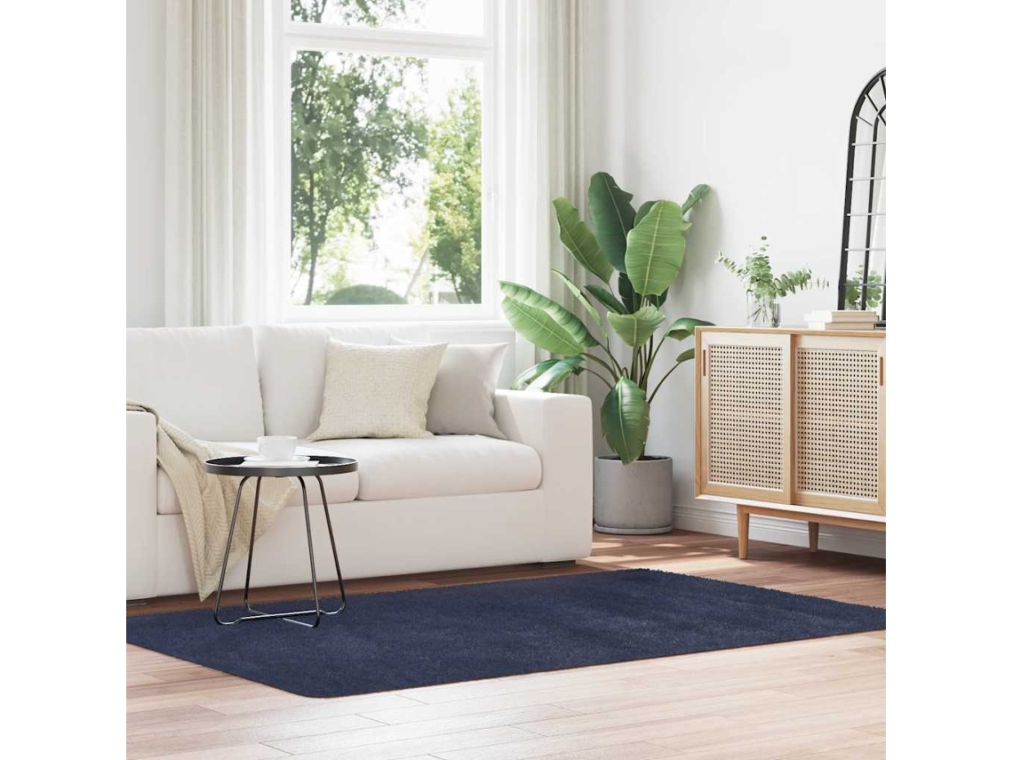 Vidaxl Tapete Shaggy De Pelo Alto Navarra 130x200 Cm Azul-marinho