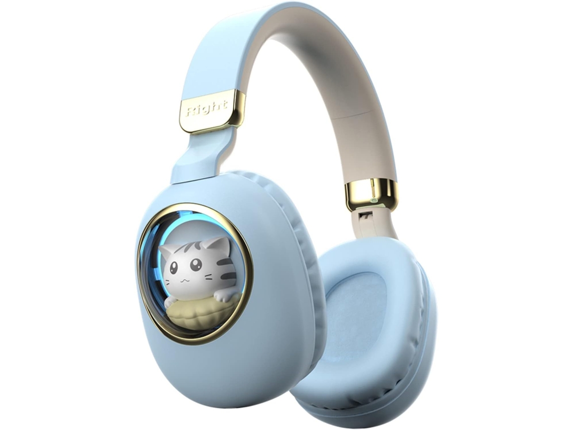 Fones Infantis Bluetooth JIAPEI, cancelamento de ruído, microfone, tablet, azul
