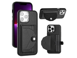Capa Mobile Phone Cases Shockproof With Card para iPhone 14 Pro Max Pele Castanho