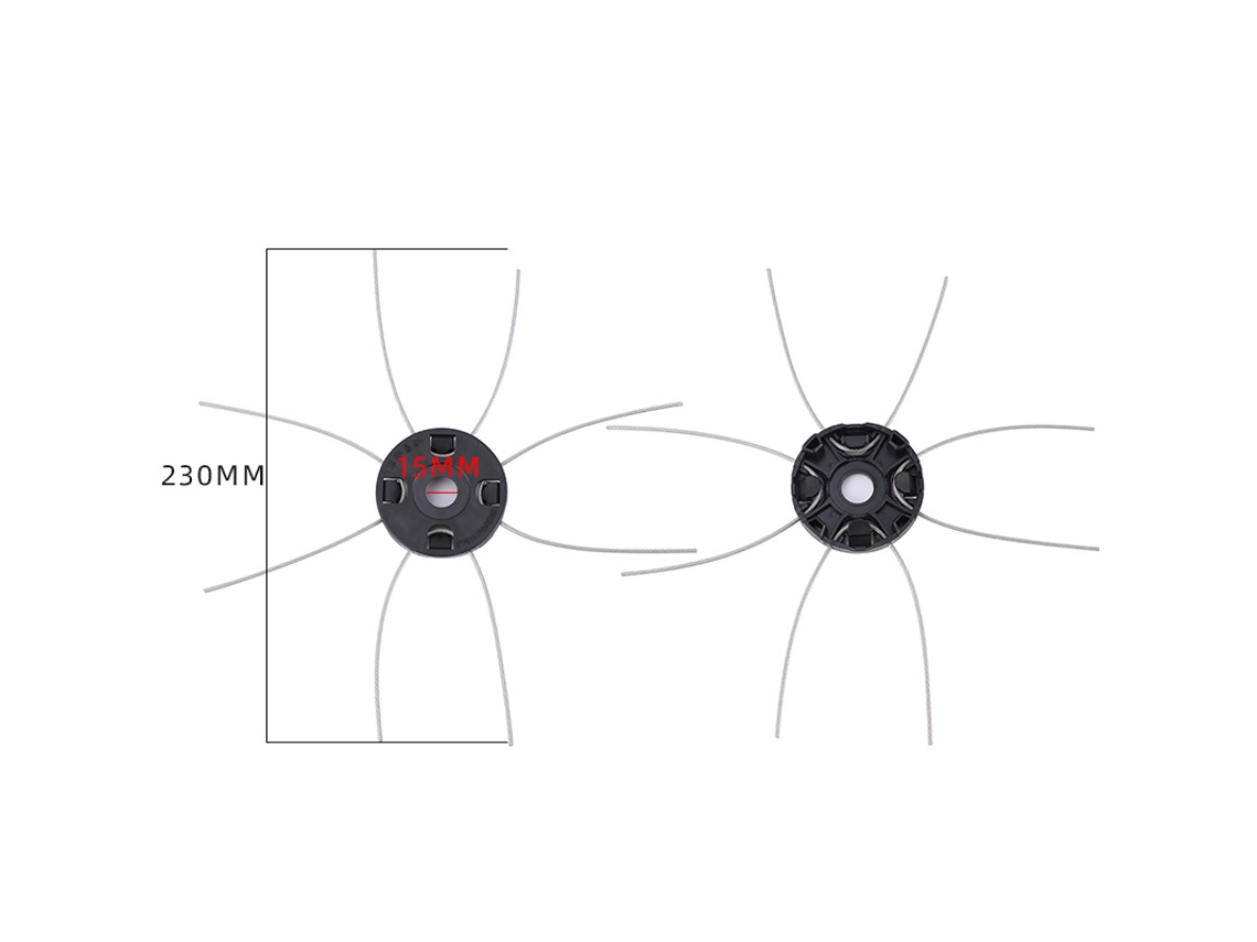 Cabeçotes de corte para aparador de grama, 2 unidades, diâmetro 230mm, furos 15mm, com 8 fios de aço ZYBLSSBB