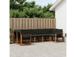 Vidaxl Conjunto De Sofás Para Exterior 7 Unid. Natural E Preto