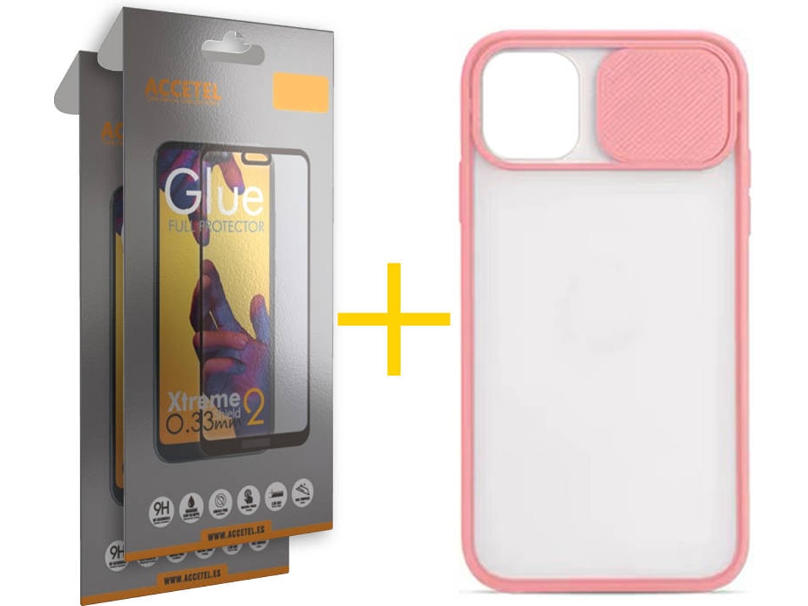 Kit Capa + Película 2 X Vidro Full iPhone 12 Pro Max Skyhe Gel Protection Rosa