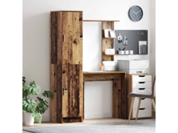 Vidaxl Mesa Com Prateleira Com Armazenamento 2 Unid. Madeira Antiga
