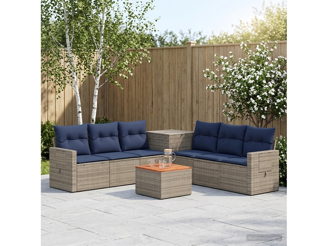 Vidaxl Conjunto De Sofás 8 Unid. Cinza E Azul Marinho