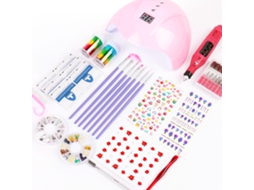 Set De Ferramentas De Manicura Com Furadeira Usb, Lâmpada Para Unhas, Decoração De Papel Estrelado E Acessórios