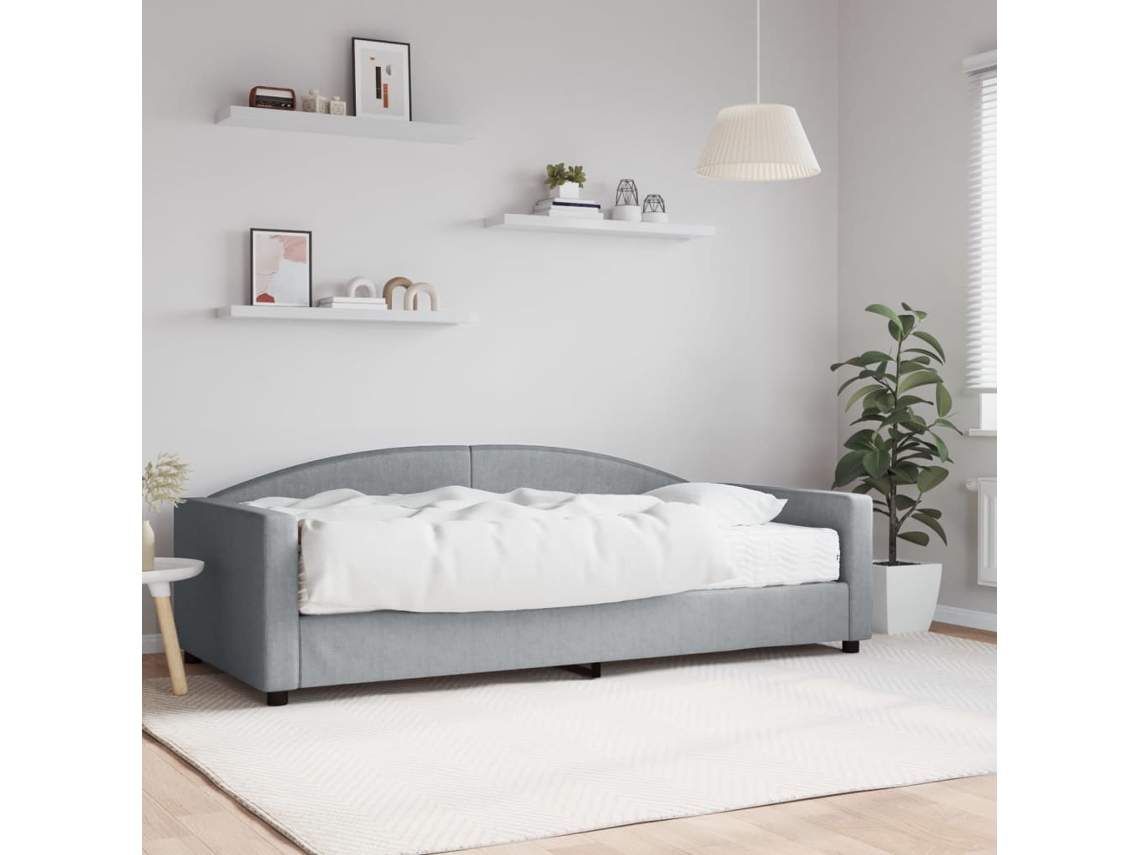 Vidaxl Sofá-cama Com Colchão 100x200 Cm Tecido Cinzento-claro