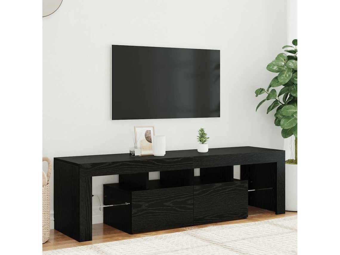 Vidaxl Móvel Para Tv Com Luzes Led, Carvalho Preto, 140x36,5x40 Cm, Madeira Engenheirada