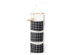 Bolsa de armazenamento pendurada em parede com 3 bolsos organizador de tecido para sala quarto banheiro S/MARCA