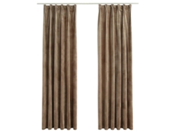 Maison Exclusive - Cortinas Blackout Com Ganchos 2 Pcs 140x225 Cm Veludo Bege