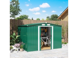 Abrigo de Jardim 258x206x178cm 5.3m² Aço Galvanizado com Portas Correr e Ventilações para Armazenamento Ferramentas Jardinagem Verde