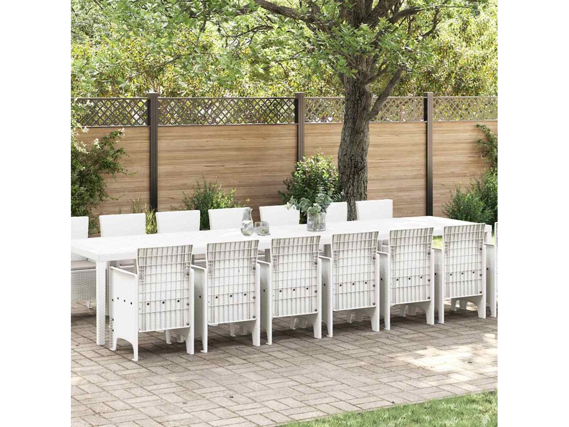 Vidaxl Conjunto De Jantar Para Jardim Com Almofadas 15 Unid. Branco Pp