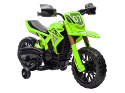 Mota Elétrica para Crianças com 6v Rodas de Treino e Buzina 105x57x62 Cm na Cor Verde VOLTEDGE