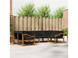 Vidaxl Conjunto De Sofás Para Exterior 6 Pcs Natural E Preto