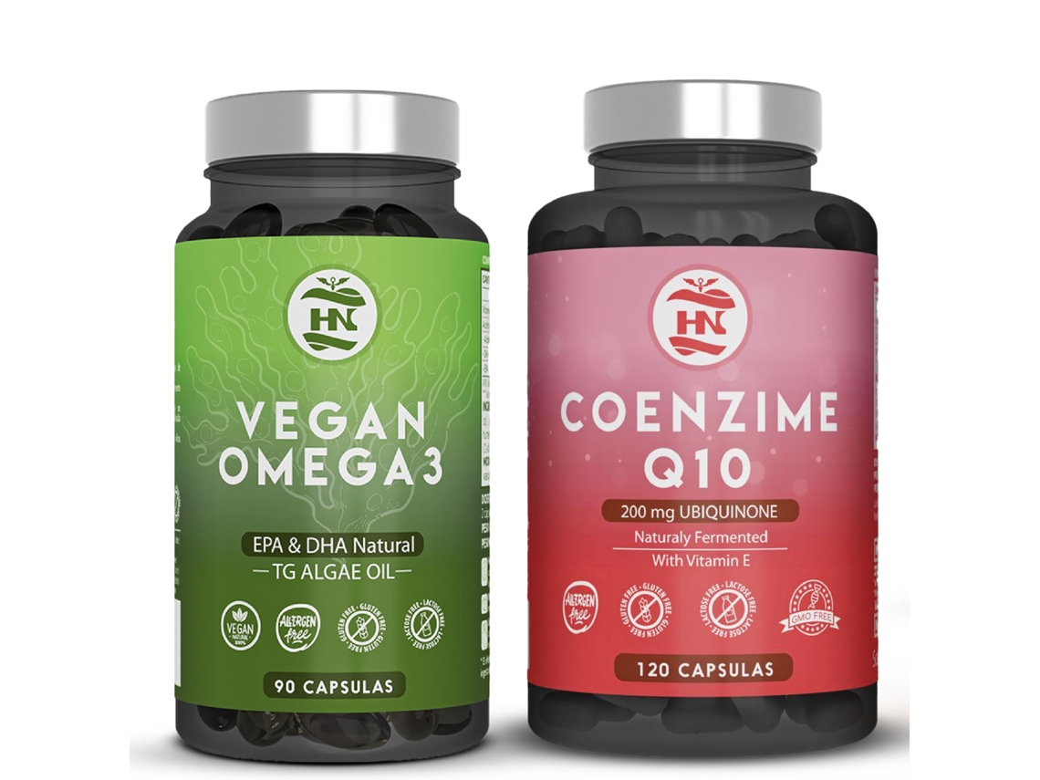 Pacote Omega 3 Vegano 90 Cápsulas E Coenzima Q10 120 Cápsulas Hn