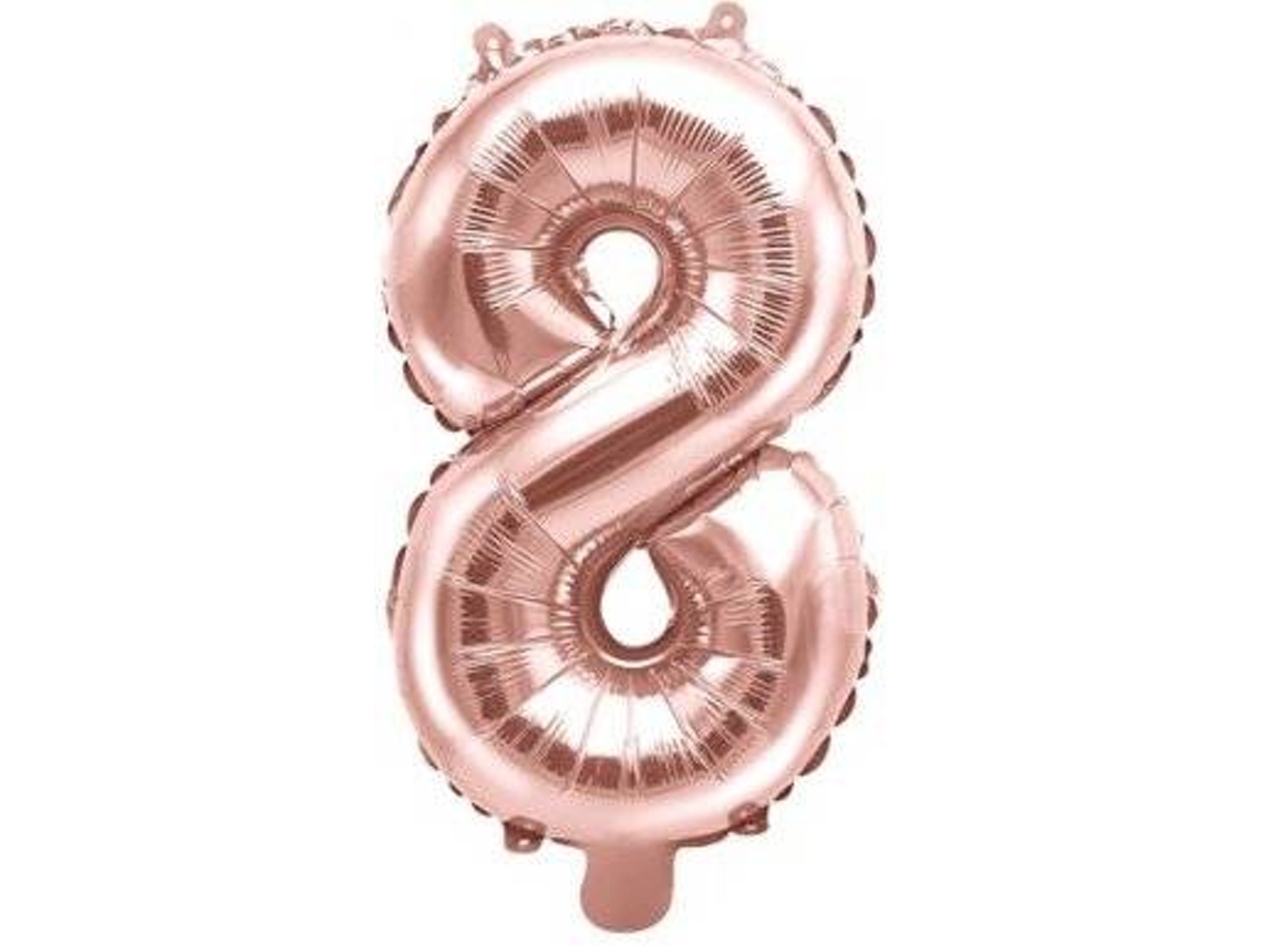 Balão PARTYDECO número 8 Foil 35cm Rose Gold
