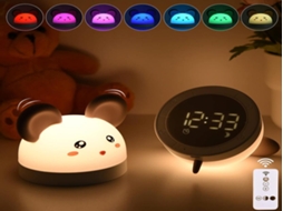 Despertador infantil Lurelia com motivo de rato, com rato de silicone, controle remoto, sensor de toque e brilho ajustável, ideal para crianças e para uso ao lado da cama.