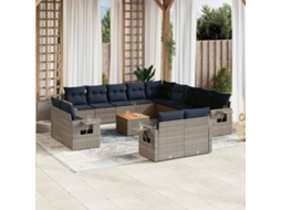 Vidaxl Conjunto De Sofá De Jardim Com 14 Peças E Almofadas Em Rattan Sintético Cinza