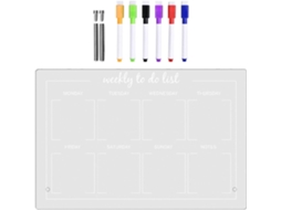 Quadro branco de acrílico para escrever e apagar, caneta reutilizável para anotações, planejador semanal fácil de usar.