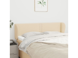 Vidaxl Cabeceira De Cama C/ Abas Tecido 147x23x78/88 Cm Creme