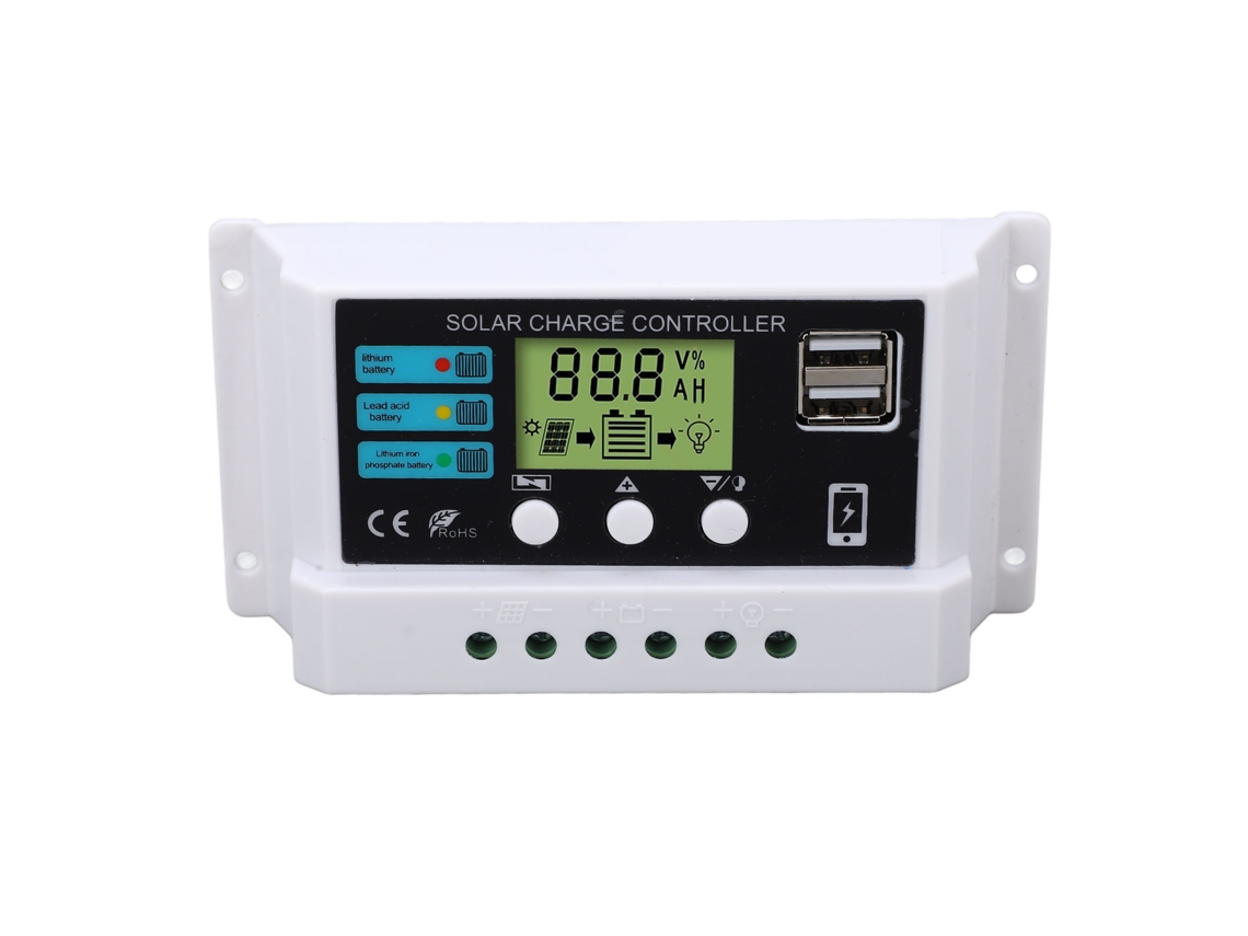 Controlador Solar com LCD e Proteção Contra Sobrecarga 12v/24v Autoadaptação 10a S/MARCA
