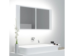 Vidaxl Armário Espelhado Casa De Banho Led 90x12x45 Cm Acrílico Branco