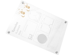 Quadro magnético de acrílico branco para geladeira, ideal para planejamento de refeições.