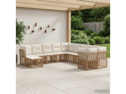 Vidaxl Conjunto De Sofás Para Exterior 11 Unid. Natural E Branco Creme