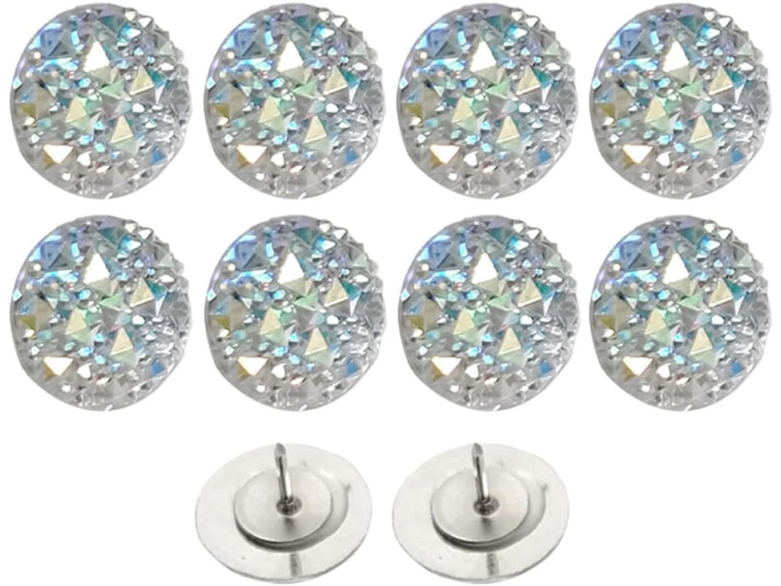 Mikikit Conjunto De 10-tachinhas Multifuncionais Resina E Metal Com Gemas Imitadas, Design Criativo E Delicado, Cor