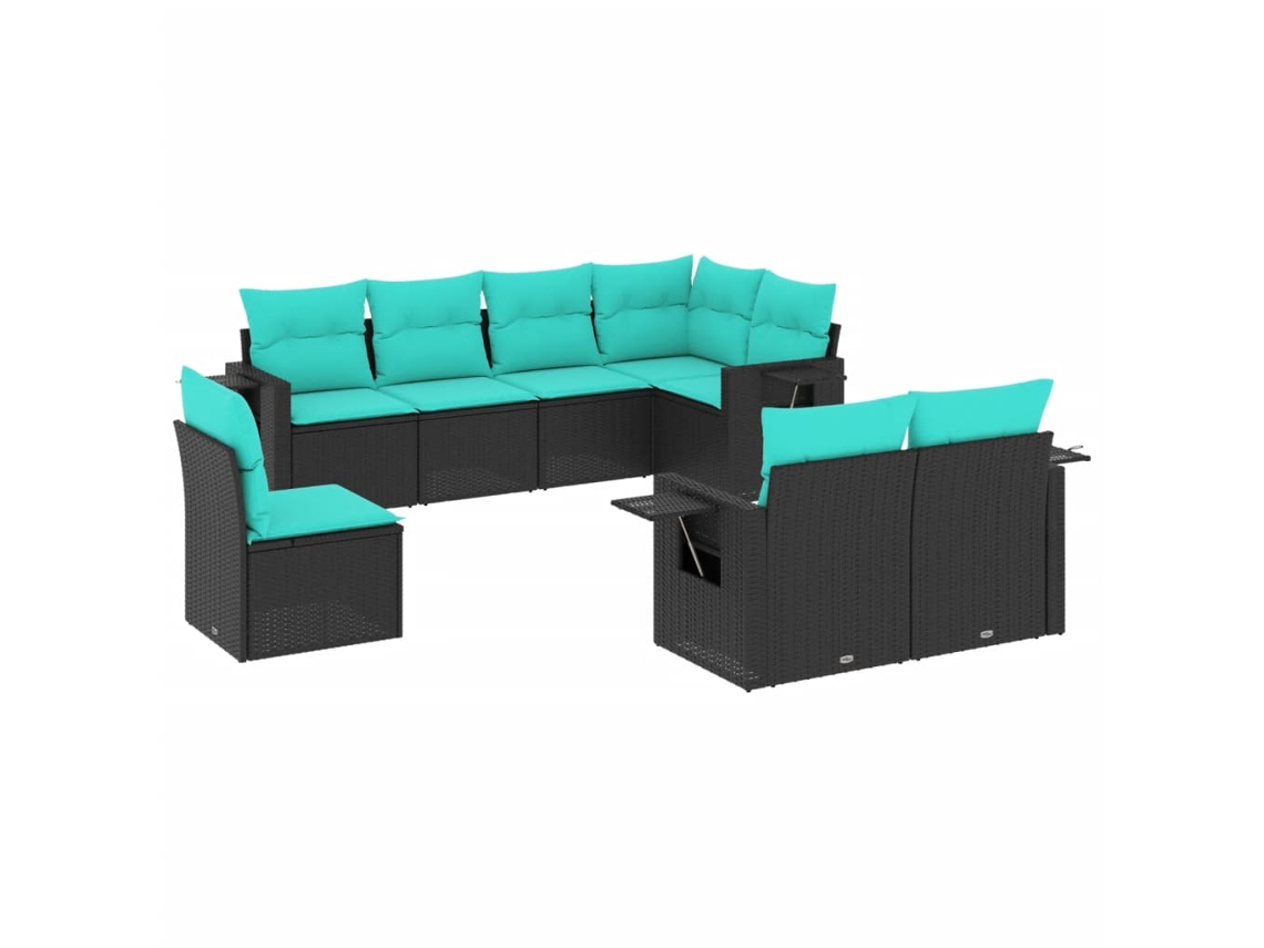 Conjunto de Sofá de Jardim, 9 Peças, Almofadas, Rattan Marrom MAISON EXCLUSIVE