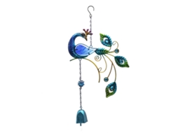 Sino de Metal Creativo Pavão Azul para Decoração de Jardim