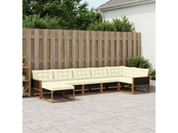 Vidaxl Conjunto De Sofás Para Exterior 7 Unid. Natural E Creme