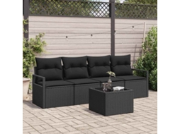 Vidaxl Conjunto De Sofás 5 Unid. 4-número De Lugares Preto Vime Pe