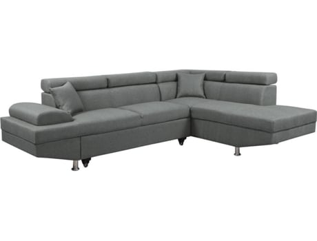 Sofá esquinero ''Sophia luxe'' - Gris - Esquina derecha (265 x 190.5 x 80/91 cm)