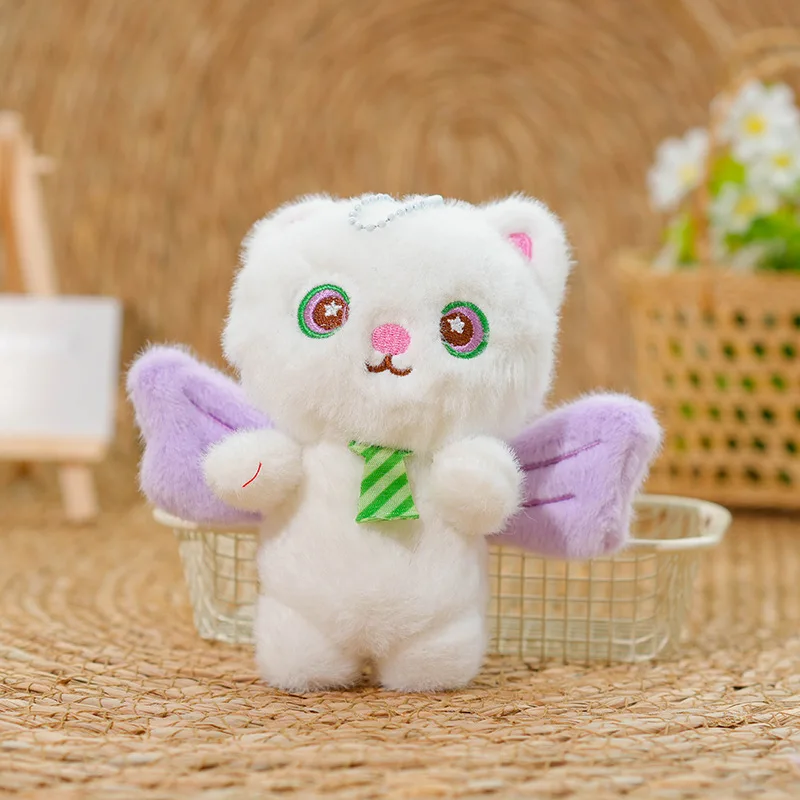 Chaveiro de Pelúcia de Gato Anjo Fofo e Adorável de 12 Cm . MDUG (roxo)