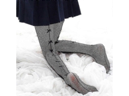 Meias De Lã Coral Macia Até O Joelho, Ideias Para O Inverno, Para Meninas E Mulheres. Meias Listradas Com Estampas De Animais Flufos E Desenhos Animados