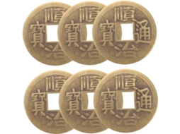 Conjunto 6 Moedas Antigas Latão Artesanato Diy Acessórios Design Chinês Decoração Amuleto Hobbies Projetos GOKOCO