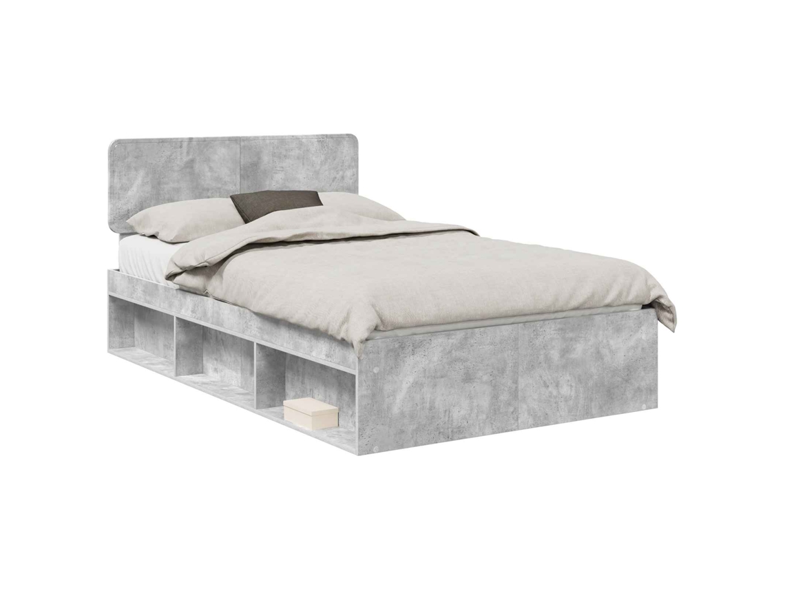 Estrutura da Cama com Cabeceira Cinza Concreto 135x190 cm MAISON EXCLUSIVE