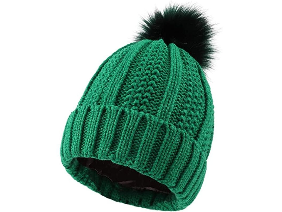 Chapéu De Inverno Feminino Com Forro De Cetim E Punhos Gordinhos Grossos Para Calor E Tiara De Tricot De Neve