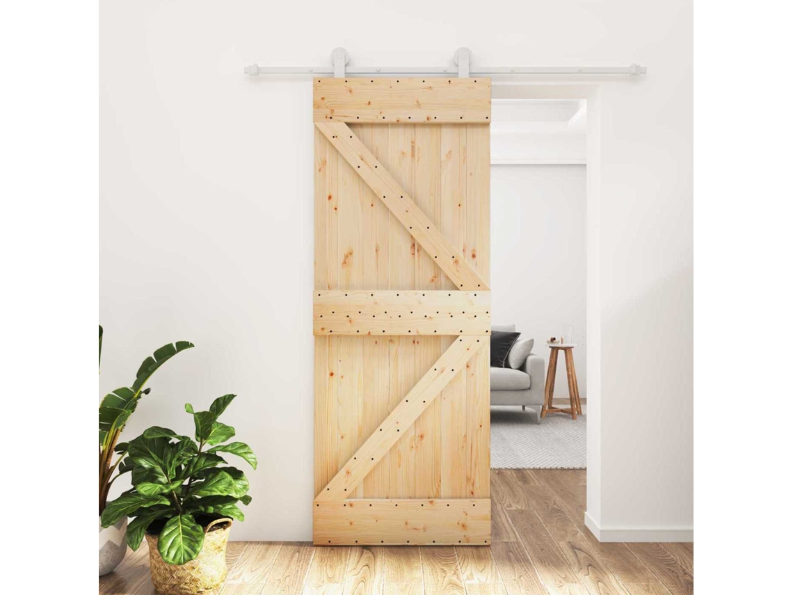 Vidaxl Porta Deslizante 80 X 210 Cm Madeira De Pinho Maciça