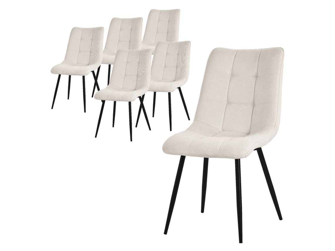6x Assento De Jantar Ml-design Bege Cadeiras Estofadas Capa Tecido Macio Com Encosto