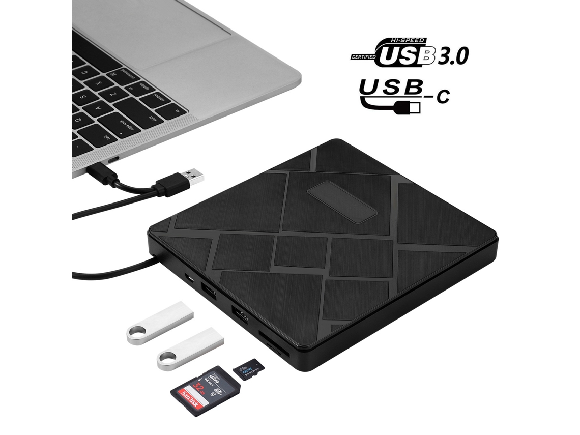 Unidade De Dvd Externa Multifuncional, Gravador De Cd Para Laptop, 2 Em 1 Yunzii (leitura)