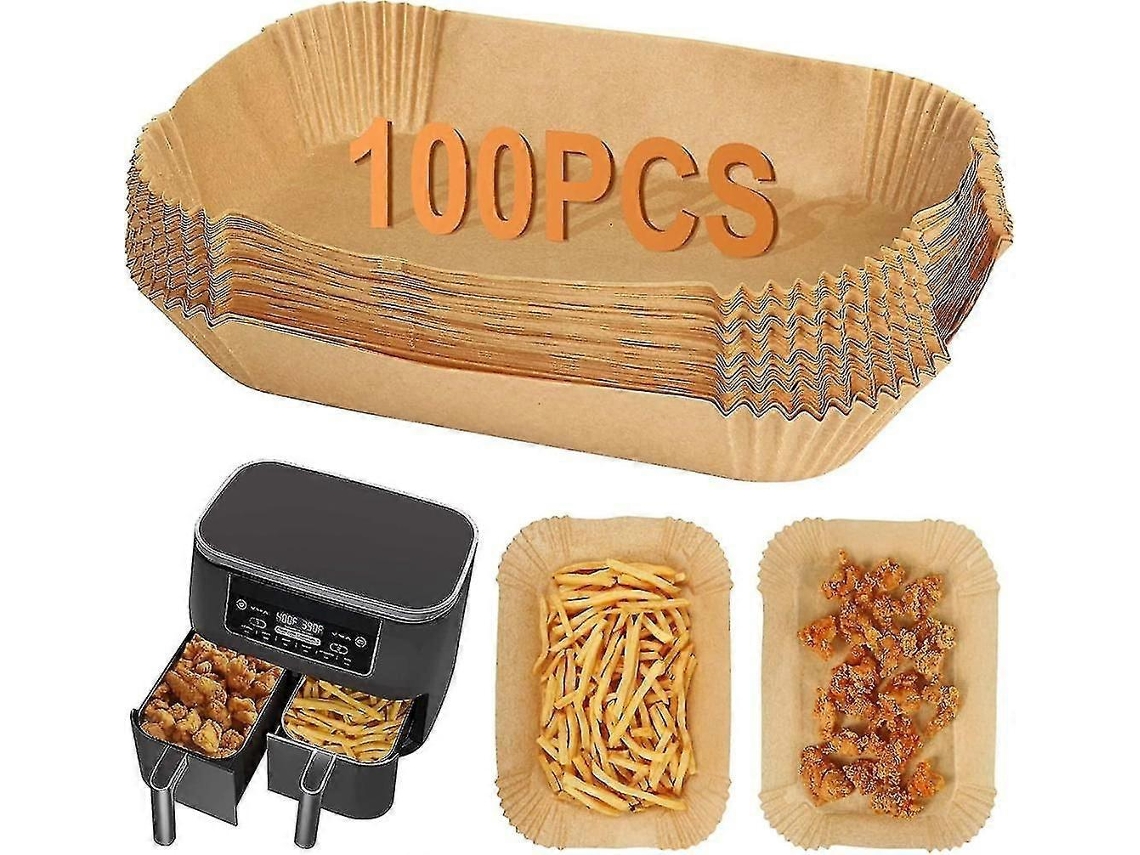 100 Unidades De Papel Para Fritadeira A Ar Compatível Com Ninja Dual, Airfryer Af300uk E Af400uk, Acessórios, Descartável Quadrado Assar Em