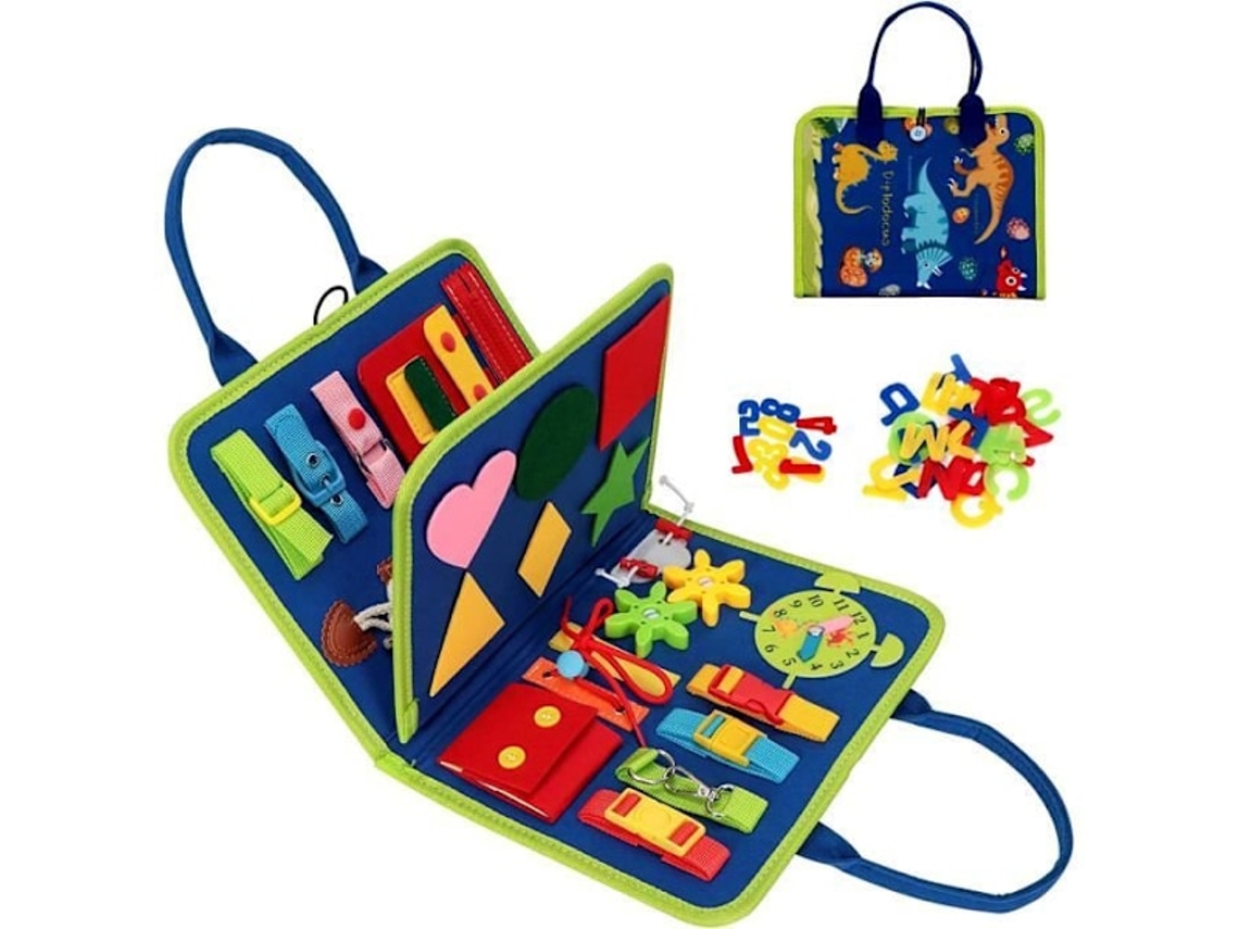 Quadro De Atividades Para Crianças Quadro De Brinquedos Portátil Montessori De Dinossauro Azul Idades 1 4 Aquaforge